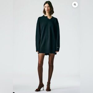 Tibi Midnight Knit Soft Lambswool Cutout Neckband Mini Dress